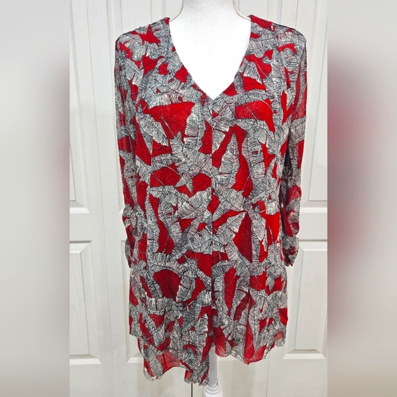 🪶ALFANI sheer feather top SZ L - Picture 1 of 14